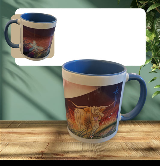 Mug vache highlands libellule bleue